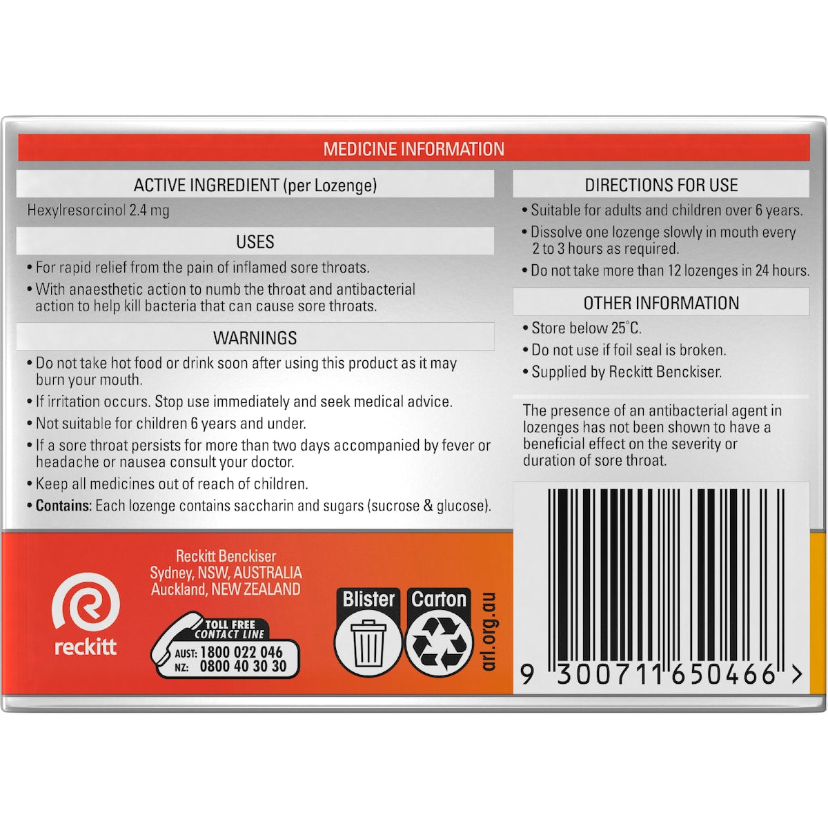 Strepsils Extra Honey & Lemon Sore Throat Fast Numb Lozenges 16 Pack