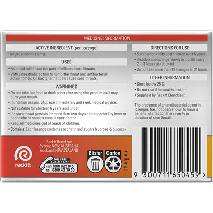 Strepsils Extra Honey & Lemon Sore Throat Fast Numb Lozenges 36 Pack