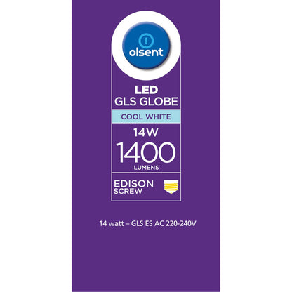 Olsent Led Gls Es 14w 1400lm Cw 2 Pack