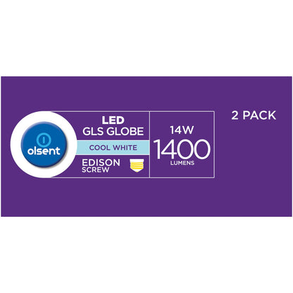 Olsent Led Gls Es 14w 1400lm Cw 2 Pack