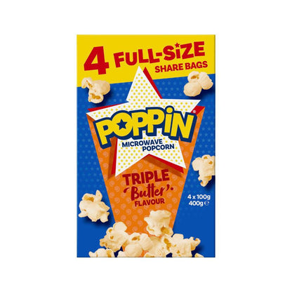 Poppin Triple Butter Microwave Popcorn - 400g