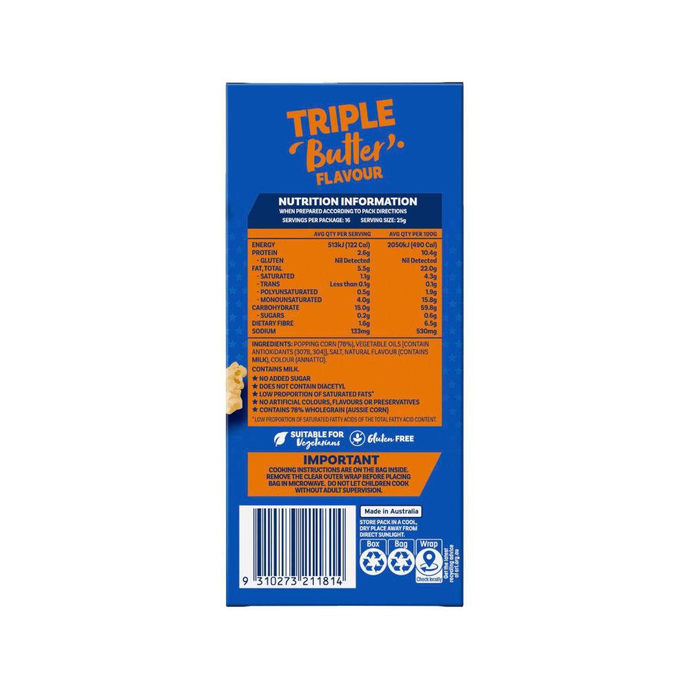 Poppin Triple Butter Microwave Popcorn - 400g