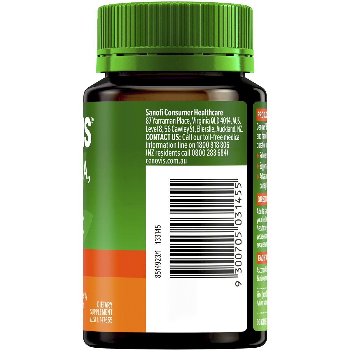 Cenovis Echinacea Garlic Zinc & Vitamin C For Immune Support 60 Pack
