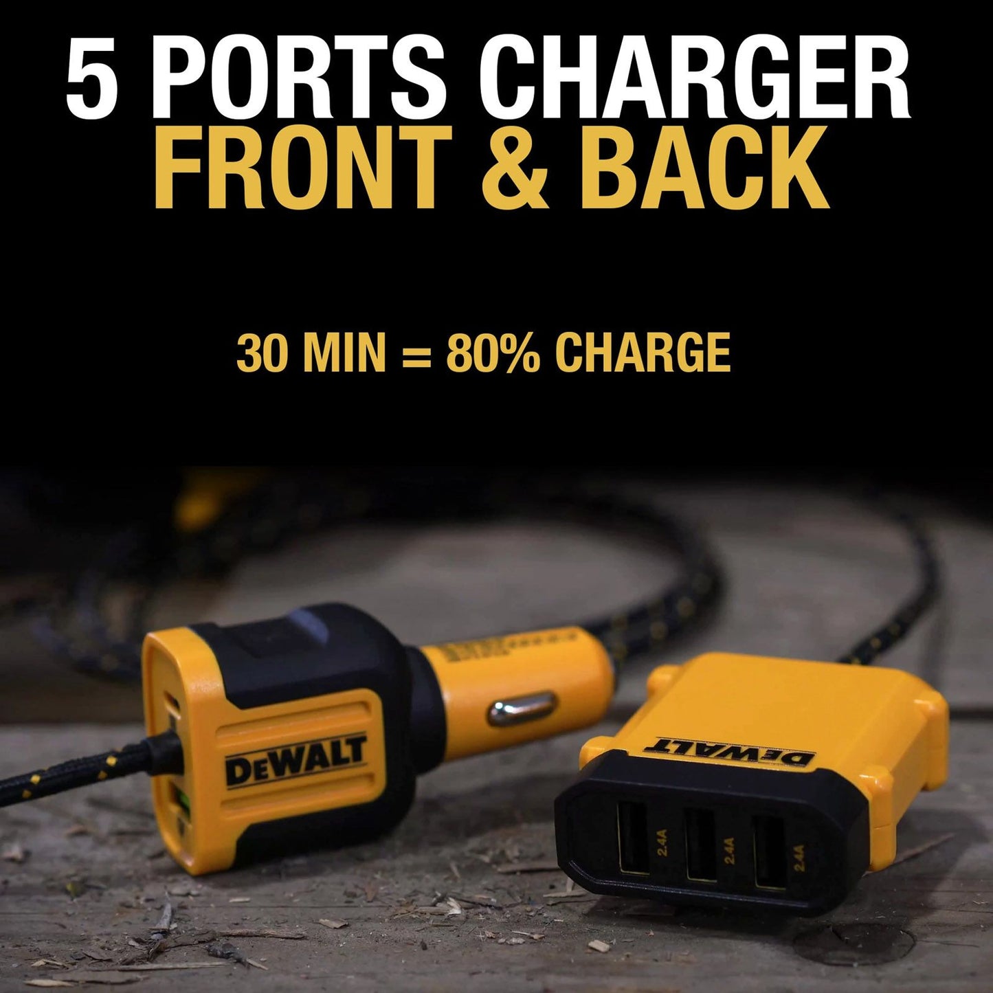 Dewalt 5 Port Mobile USB PD Car Charger - 72W