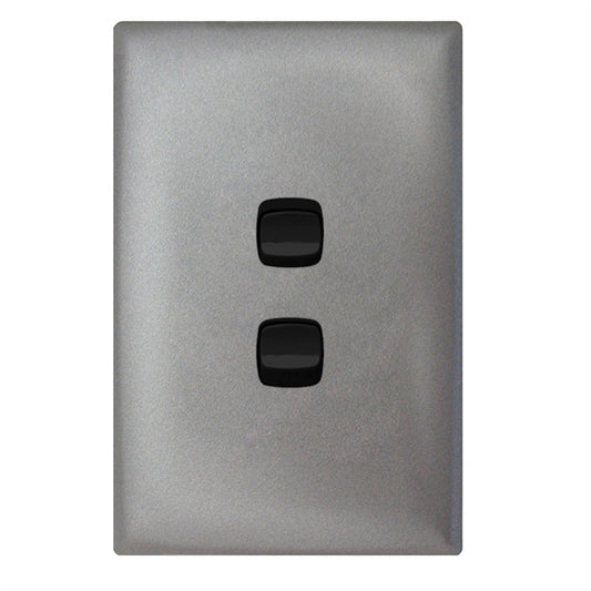 HPM Wall Switch - 2 Gang - 4mm - Gun Metal