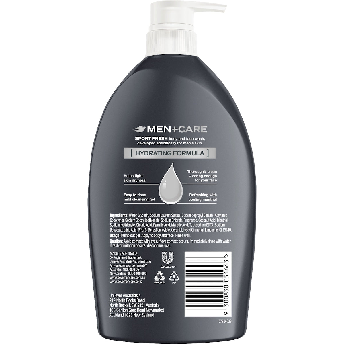 Dove Men+care Face & Body Wash Sport Fresh 1l