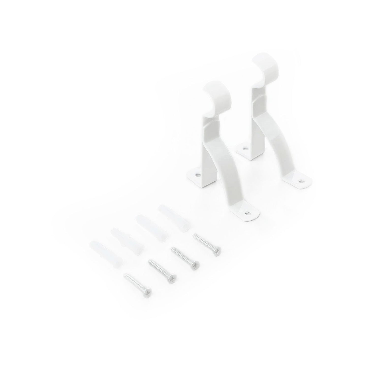 Windoware Single Stayed Curtain Rod Bracket - 50mm - 2 Pack - White