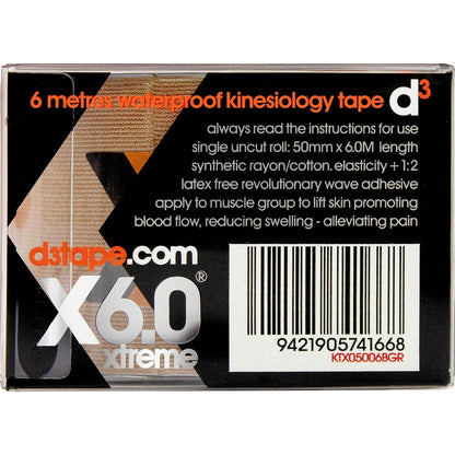 D3 X6.0 Waterproof Kinesiology Tape 6m Each