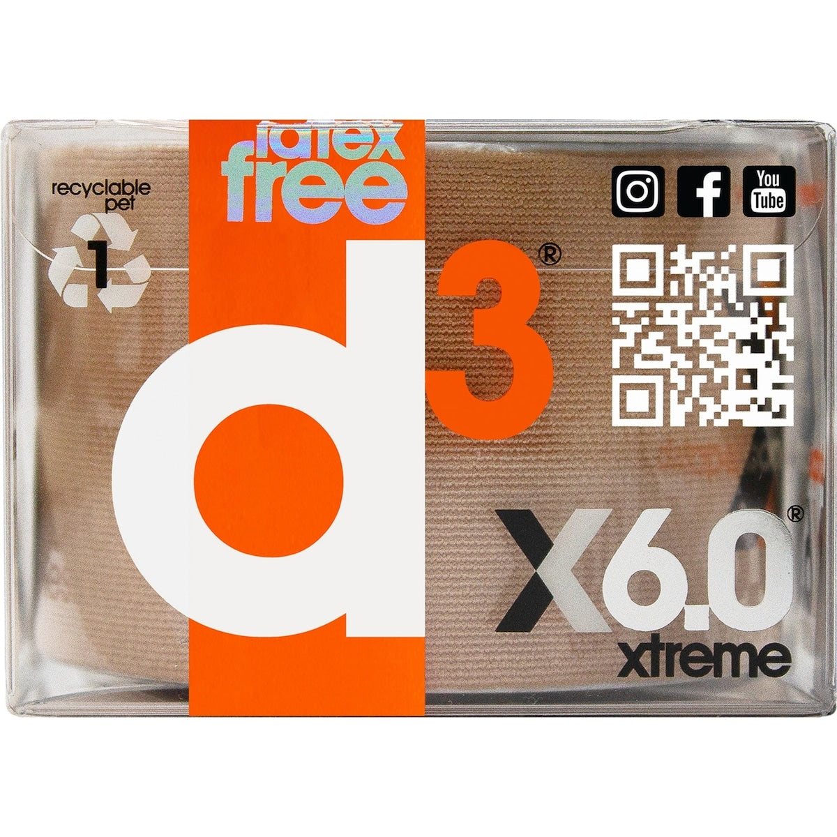 D3 X6.0 Waterproof Kinesiology Tape 6m Each