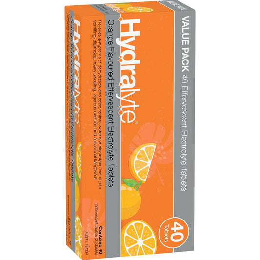 Hydralyte Orange Effervescent Tablets 40 Pack