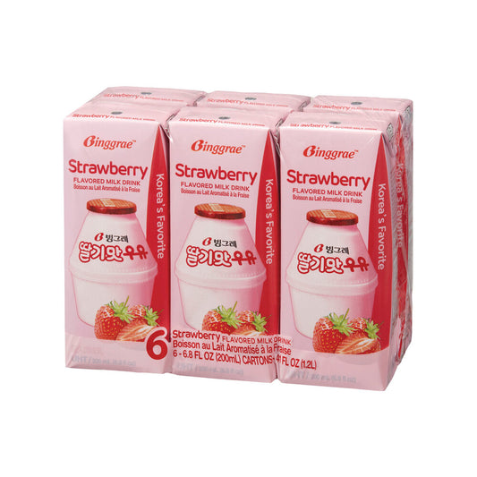 Binggrae Milk Drink Strawberry 6x200ml - 1.2L