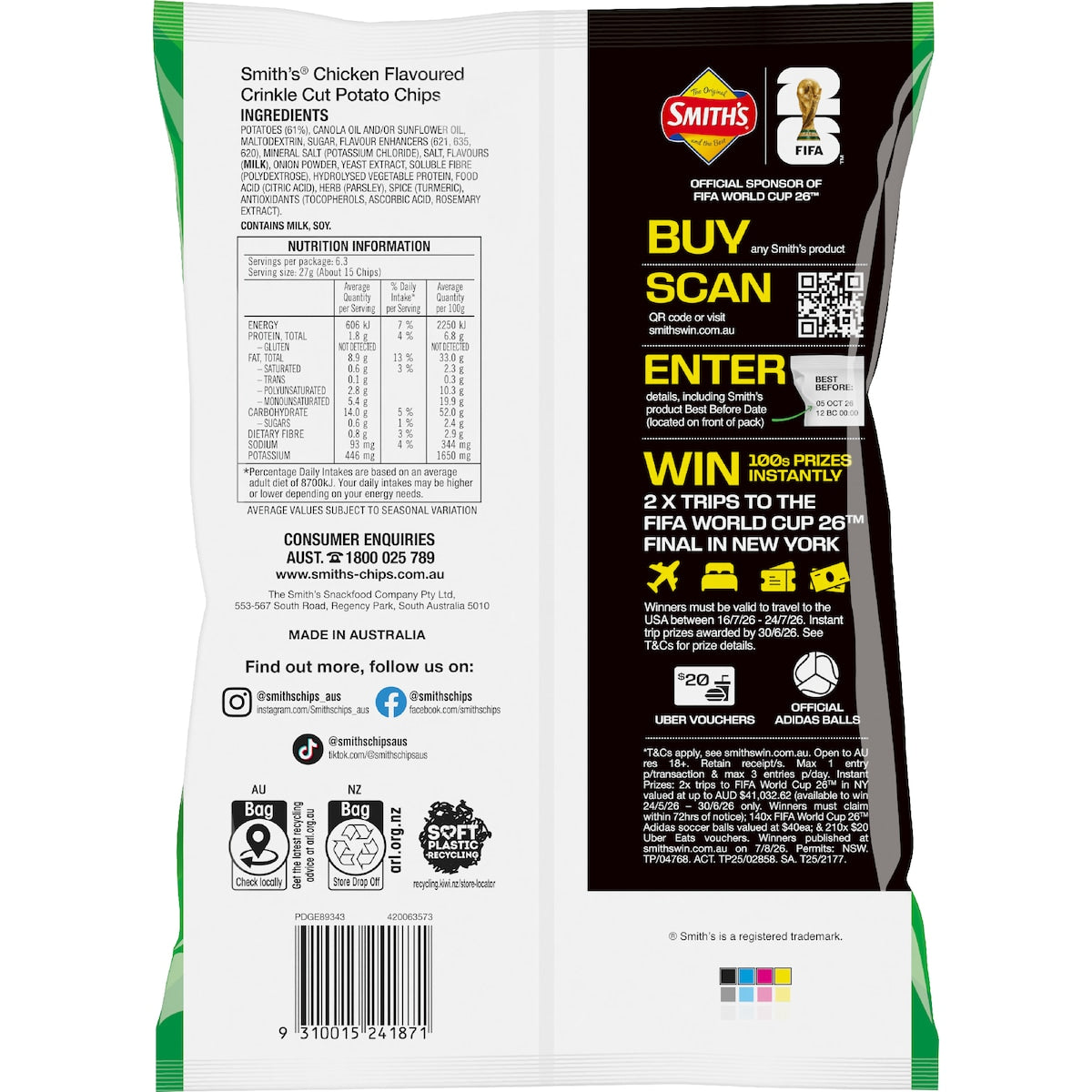 Smiths Crinkle Cut Potato Chips Chicken 170g