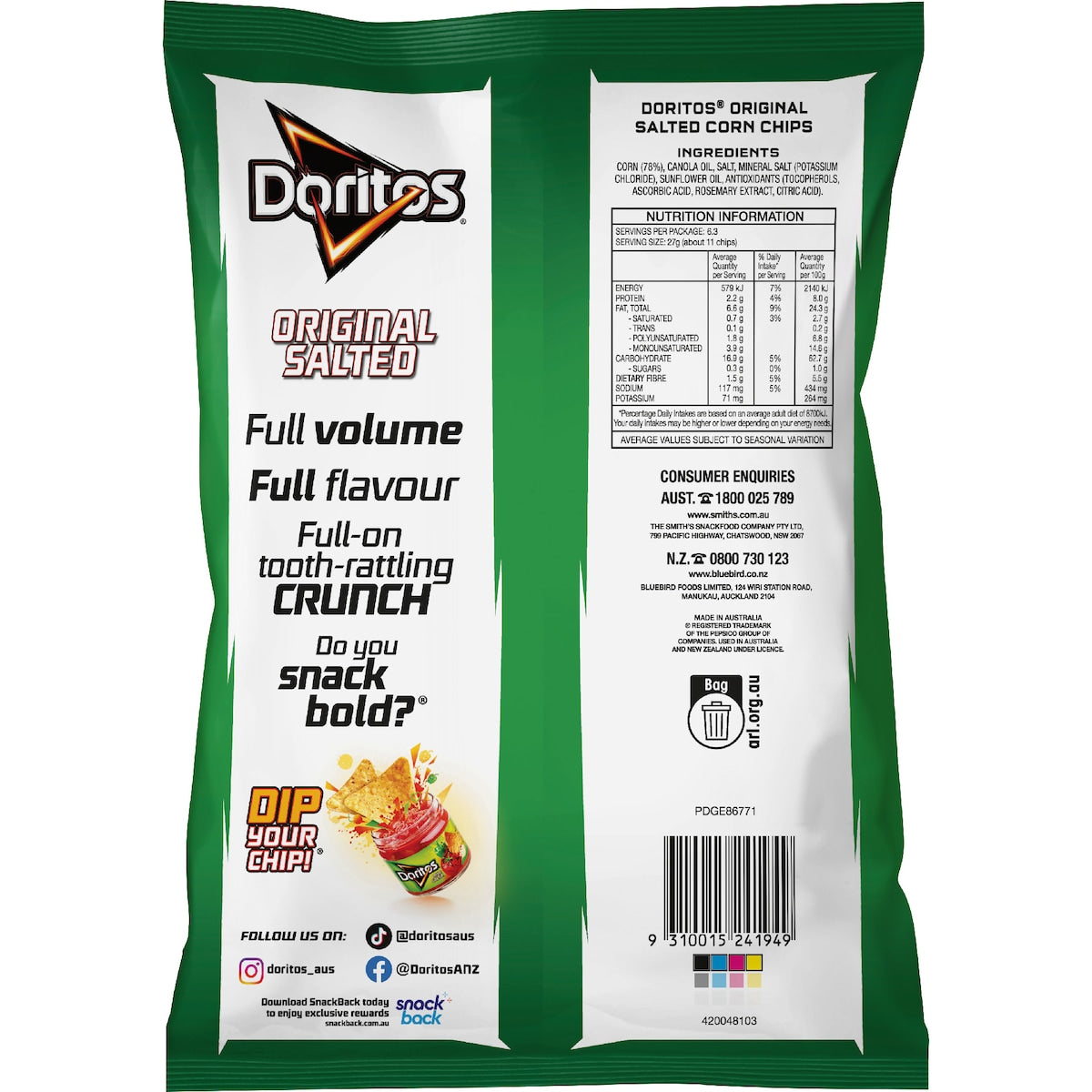 Doritos Corn Chips Original Salted 170g