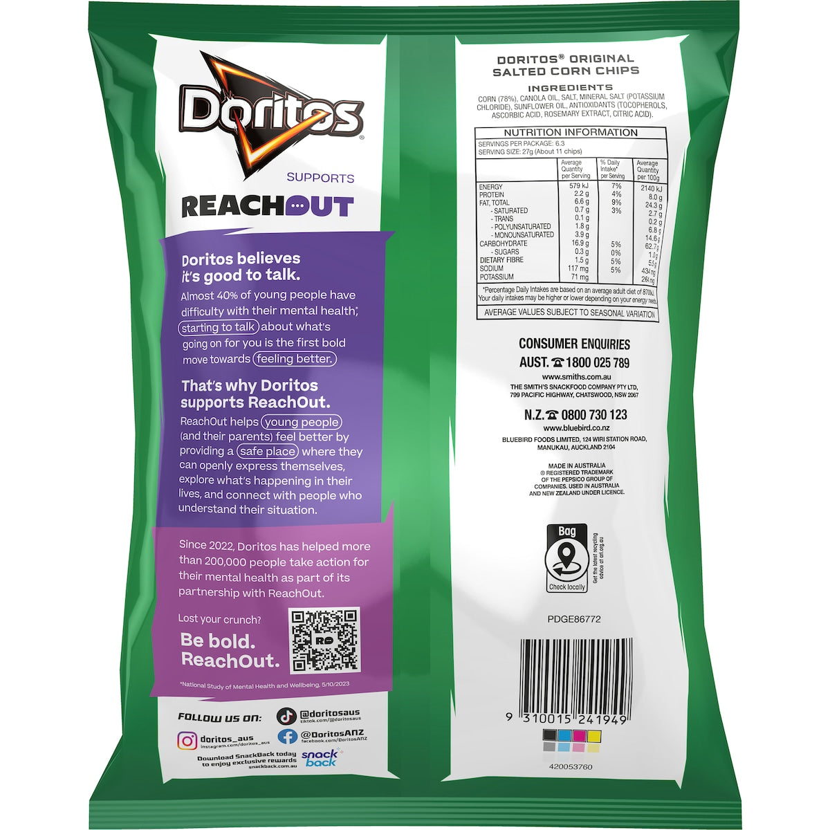 Doritos Corn Chips Original Salted 170g
