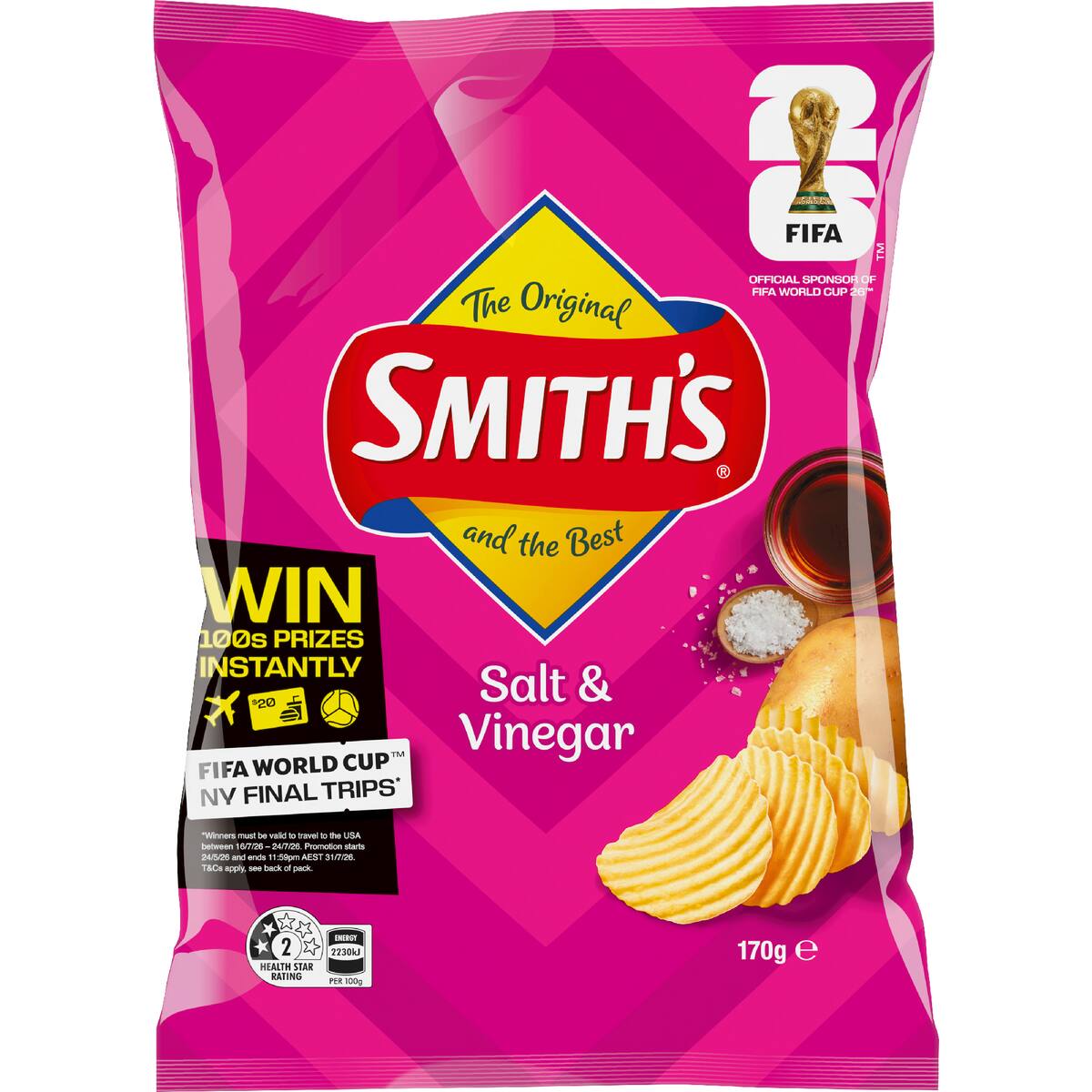 Smith's Crinkle Cut Potato Chips Salt & Vinegar 170g
