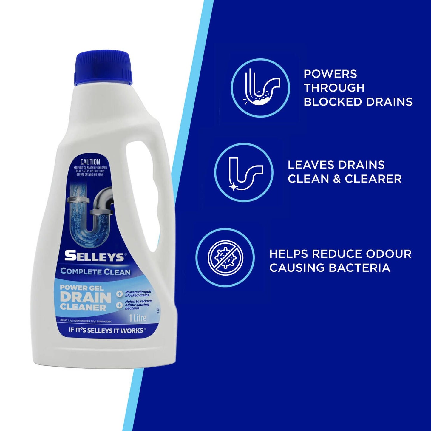 Selleys Complete Clean Power Gel Drain Cleaner - 1L