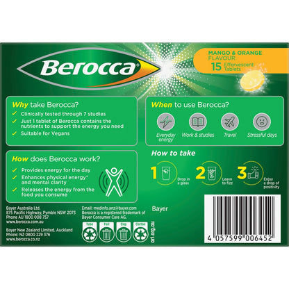 Berocca Vitamin B & C Mango & Orange Flavour Energy 45 pack