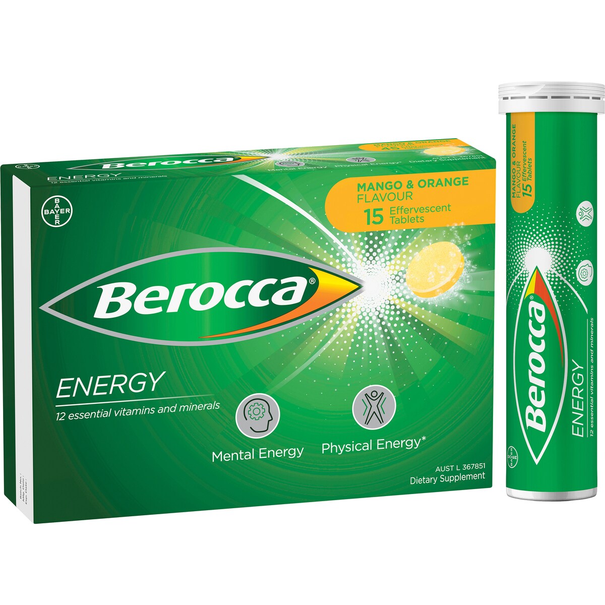 Berocca Vitamin B & C Mango & Orange Flavour Energy 45 pack