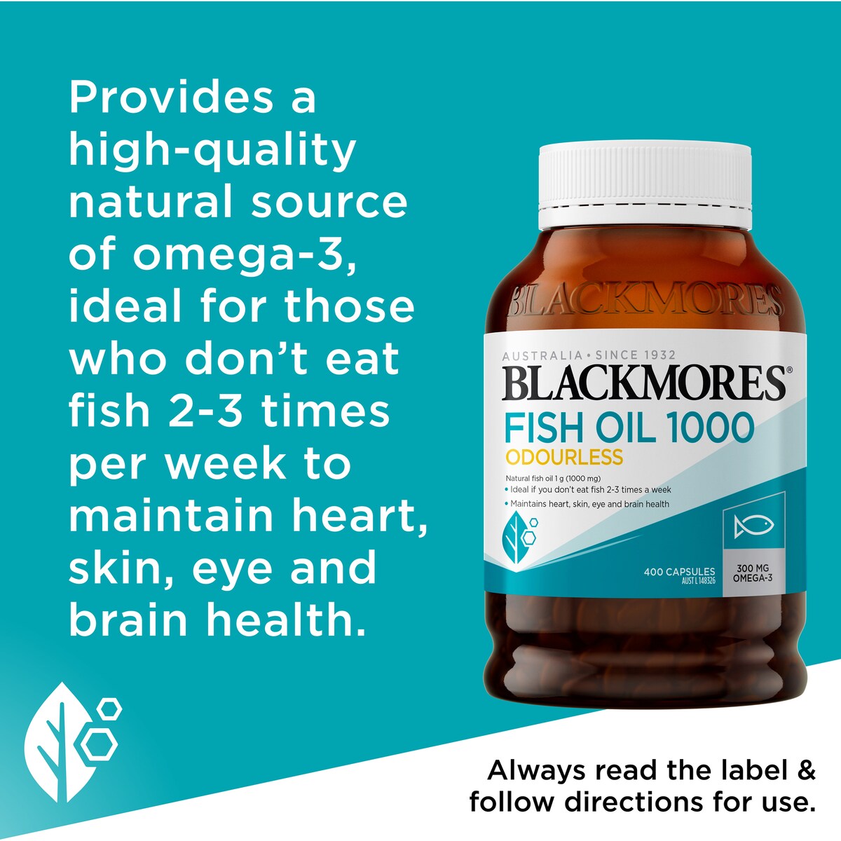 Blackmores Odourless Fish Oil 1000mg Omega-3 Capsules 400 pack