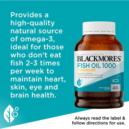 Blackmores Odourless Fish Oil 1000mg Omega-3 Capsules 400 pack