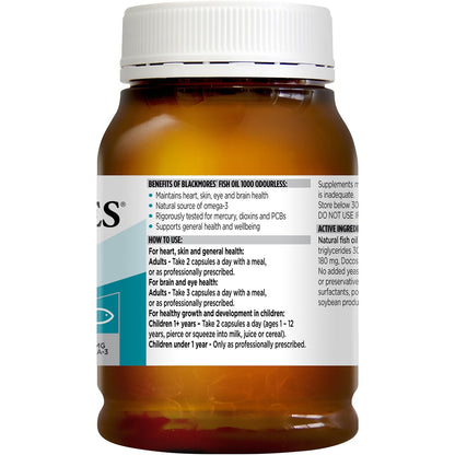 Blackmores Odourless Fish Oil 1000mg Omega-3 Capsules 200 pack