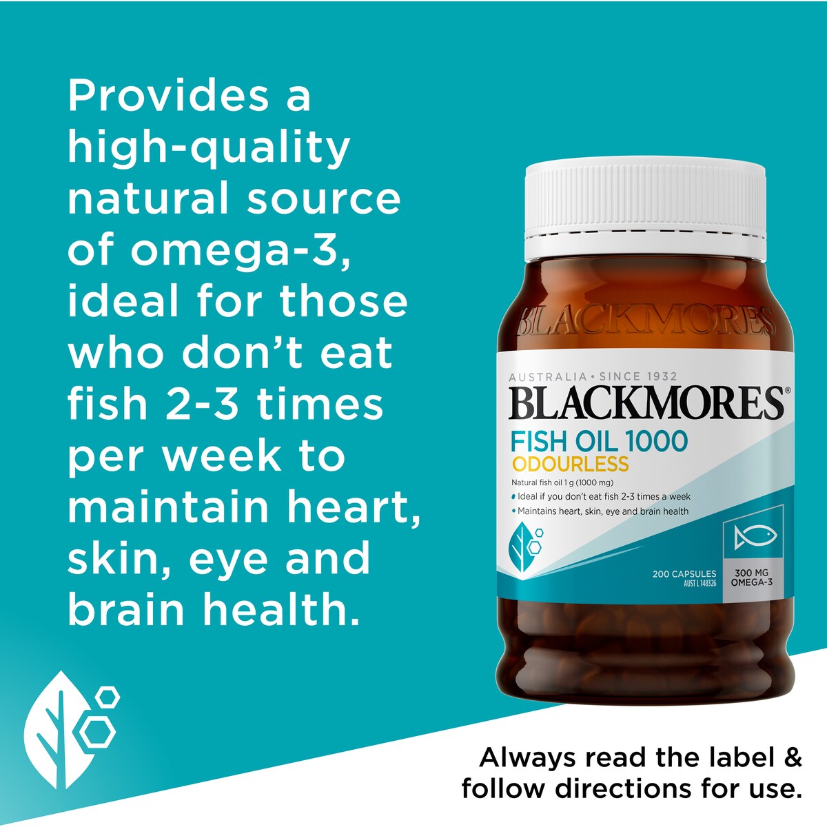 Blackmores Odourless Fish Oil 1000mg Omega-3 Capsules 200 pack