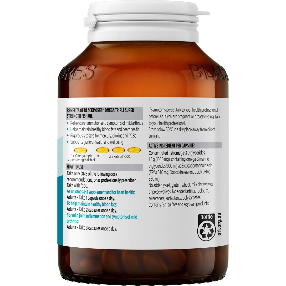 Blackmores Omega Triple High Strength Fish Oil Capsules 60 pack