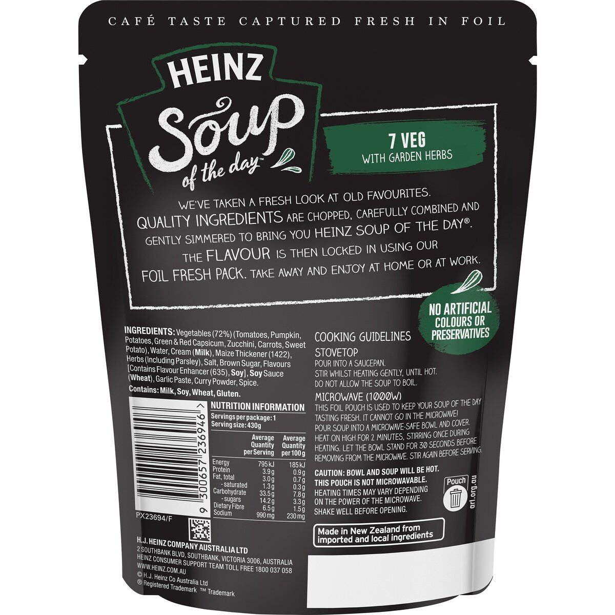 Heinz Soup Of The Day 7 Veg With Garden Herbs Soup Pouch 430g