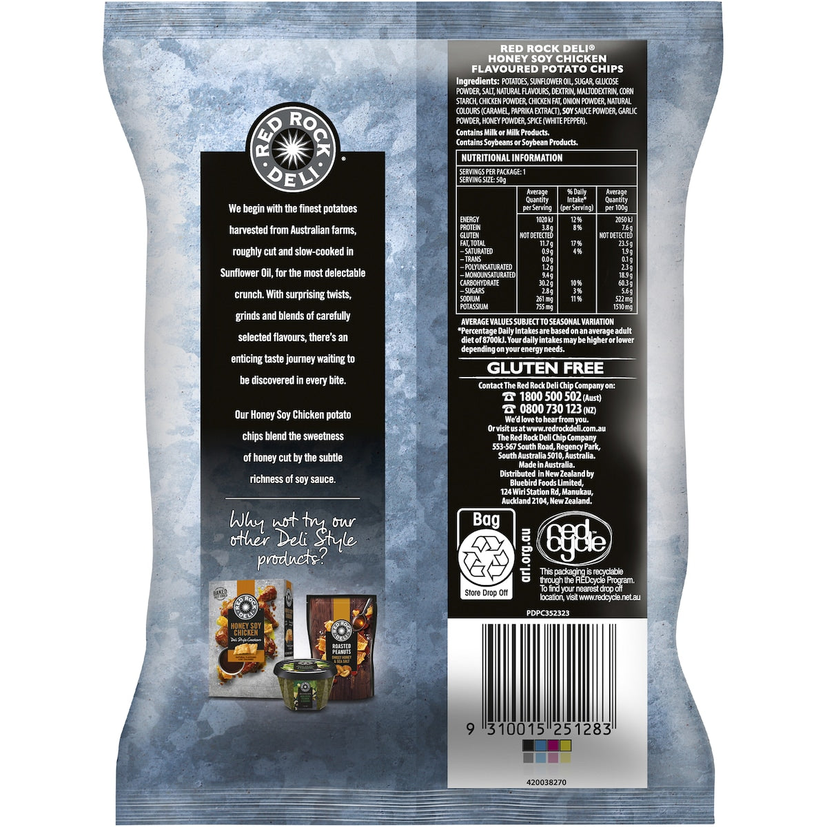 Red Rock Deli Potato Chips Honey Soy Chicken 50g