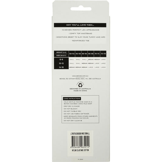 Bonds Comfy Tops Slimming Sheer Tights Black Sml Each