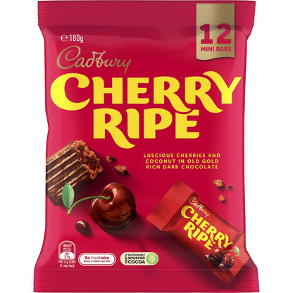 Cadbury Cherry Ripe Dark Chocolate Mini Bars 180g 12 Pack