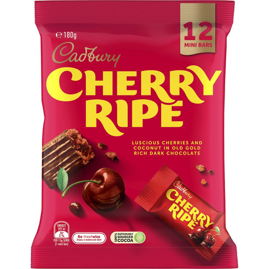 Cadbury Cherry Ripe Dark Chocolate Mini Bars 180g 12 Pack