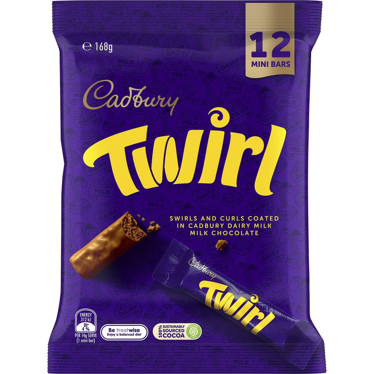 Cadbury Twirl Milk Chocolate Mini Bars 12 Pack