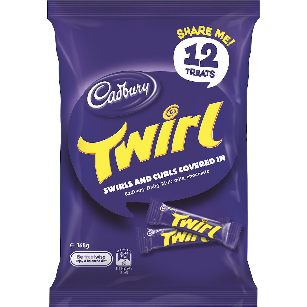 Cadbury Twirl Milk Chocolate Mini Bars 12 Pack