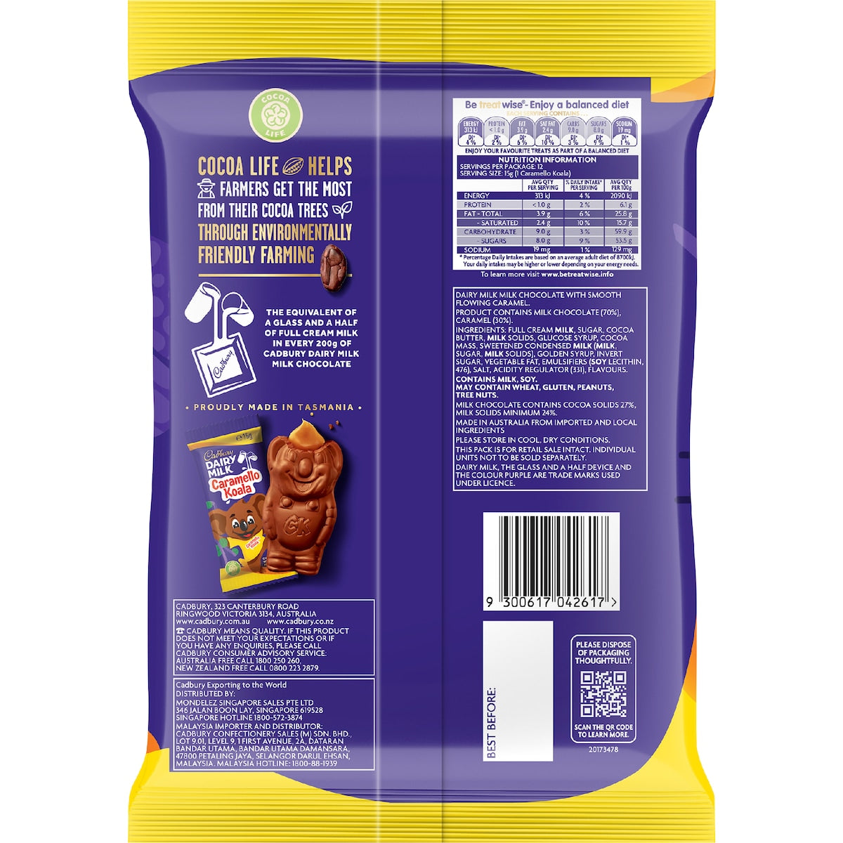 Cadbury Dairy Milk Chocolate Caramello Koala 180g 12 Pack