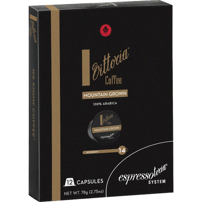 Vittoria Espressotoria Mountain Grown Coffee Capsules 12 Pack