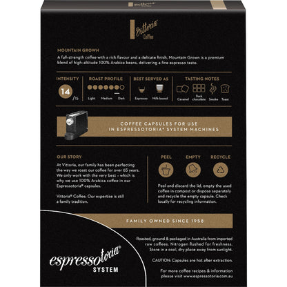 Vittoria Espressotoria Mountain Grown Coffee Capsules 12 Pack