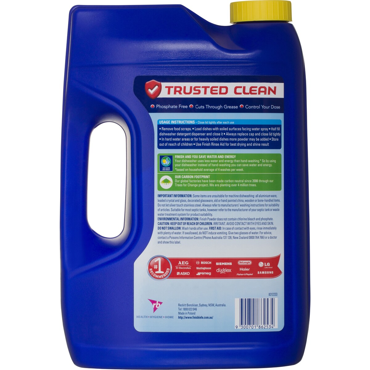 Finish Concentrated Lemon Sparkle Dishwashing Powder 2kg