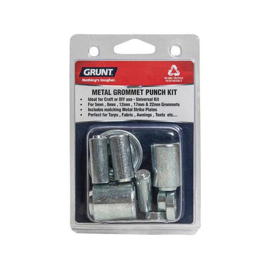Grunt Metal Grommet Punch Kit - 5mm 8mm 12mm 17mm - Strong Durable Accessory