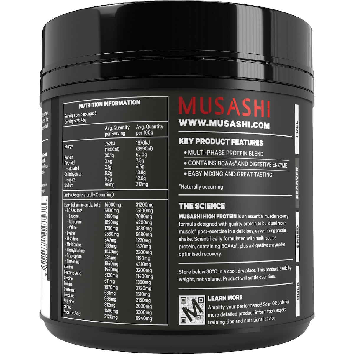 Musashi High Protein Chocolate 375g