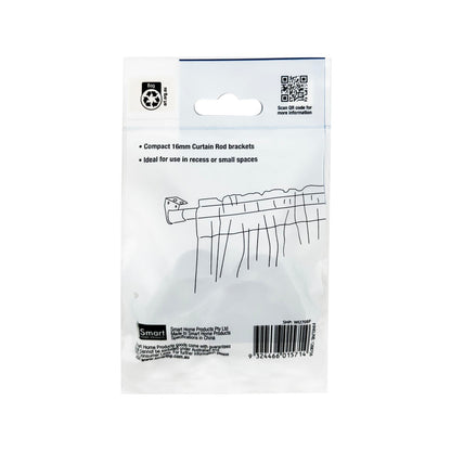 Windoware Black Curtain Rod Muslin Bracket - 16mm - 2 Pack