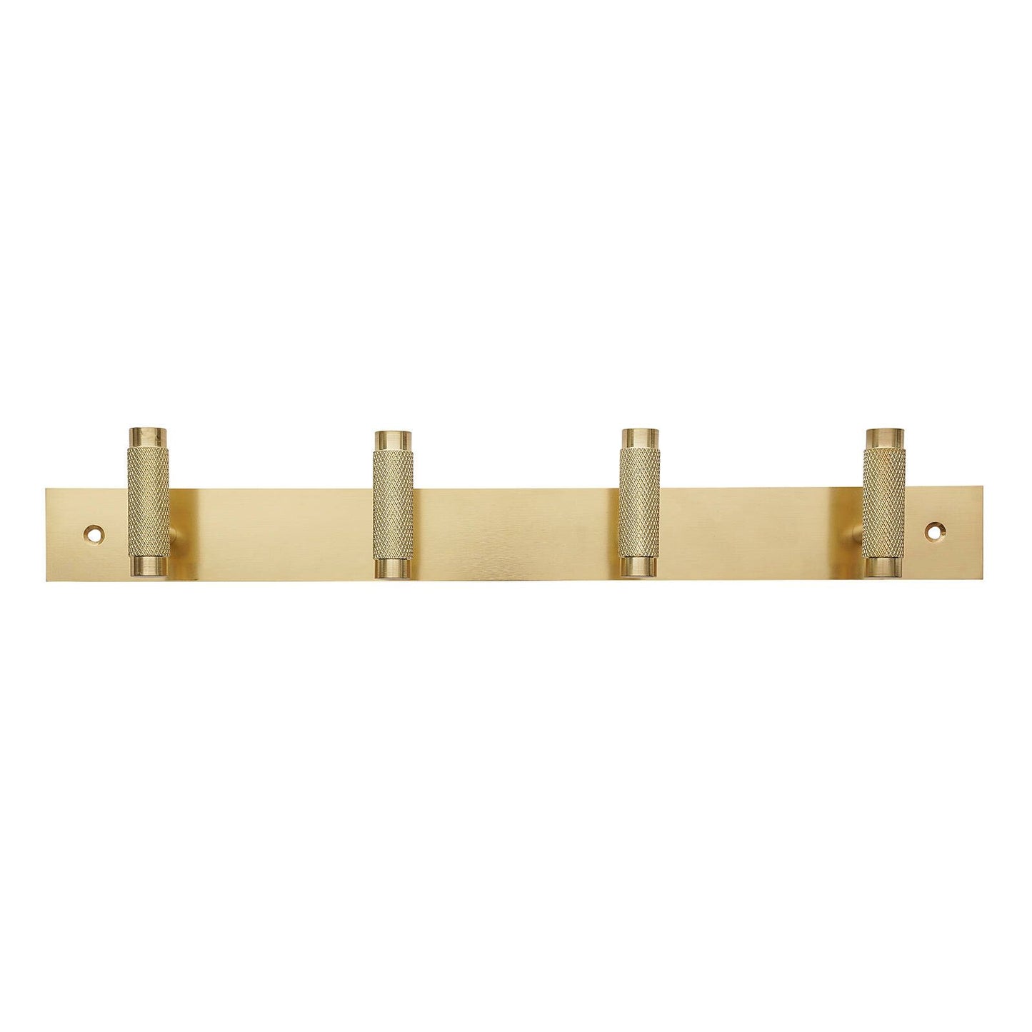 Adoored 4 Hook Brass Knurled Deco Hook Rack 400mm