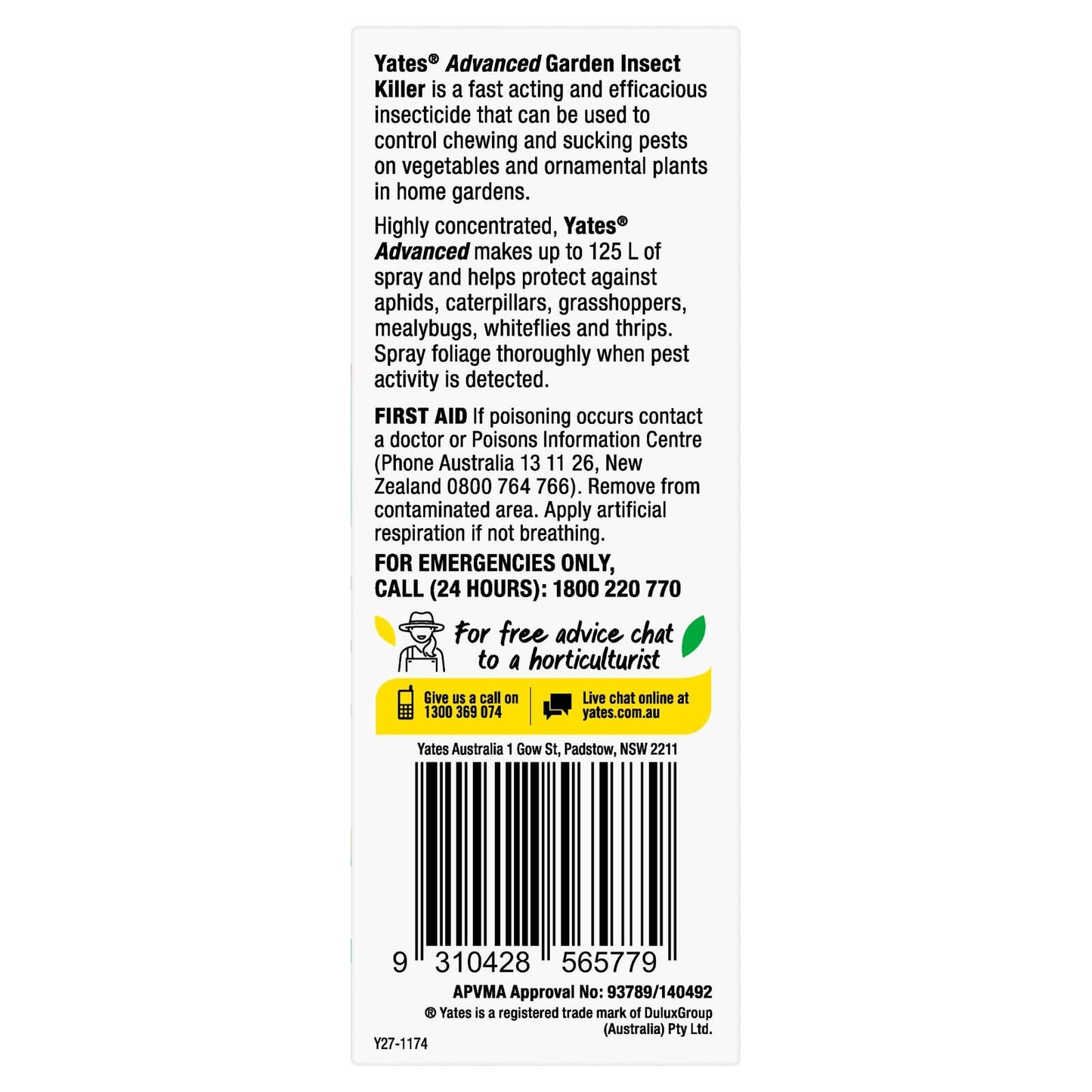 Yates Advanced Garden Insect Killer - 50ml