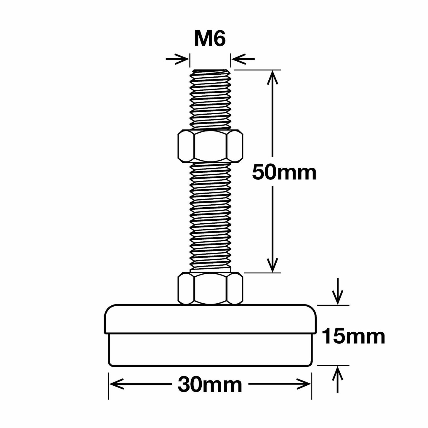 Richmond Levelling Feet - 30mm x M6 - 4 Pack