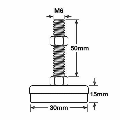 Richmond Levelling Feet - 30mm x M6 - 4 Pack
