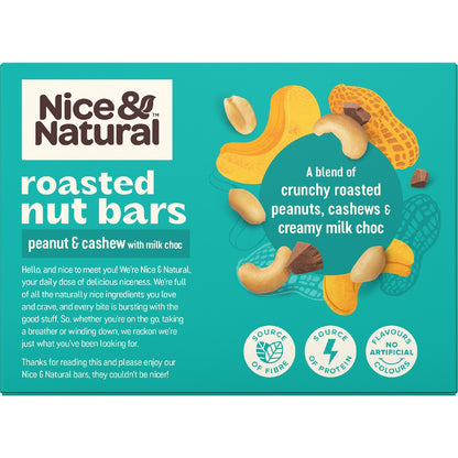 Nice & Natural Roasted Nut Bars Peanut & Cashew With Milk Choc 6 Pack