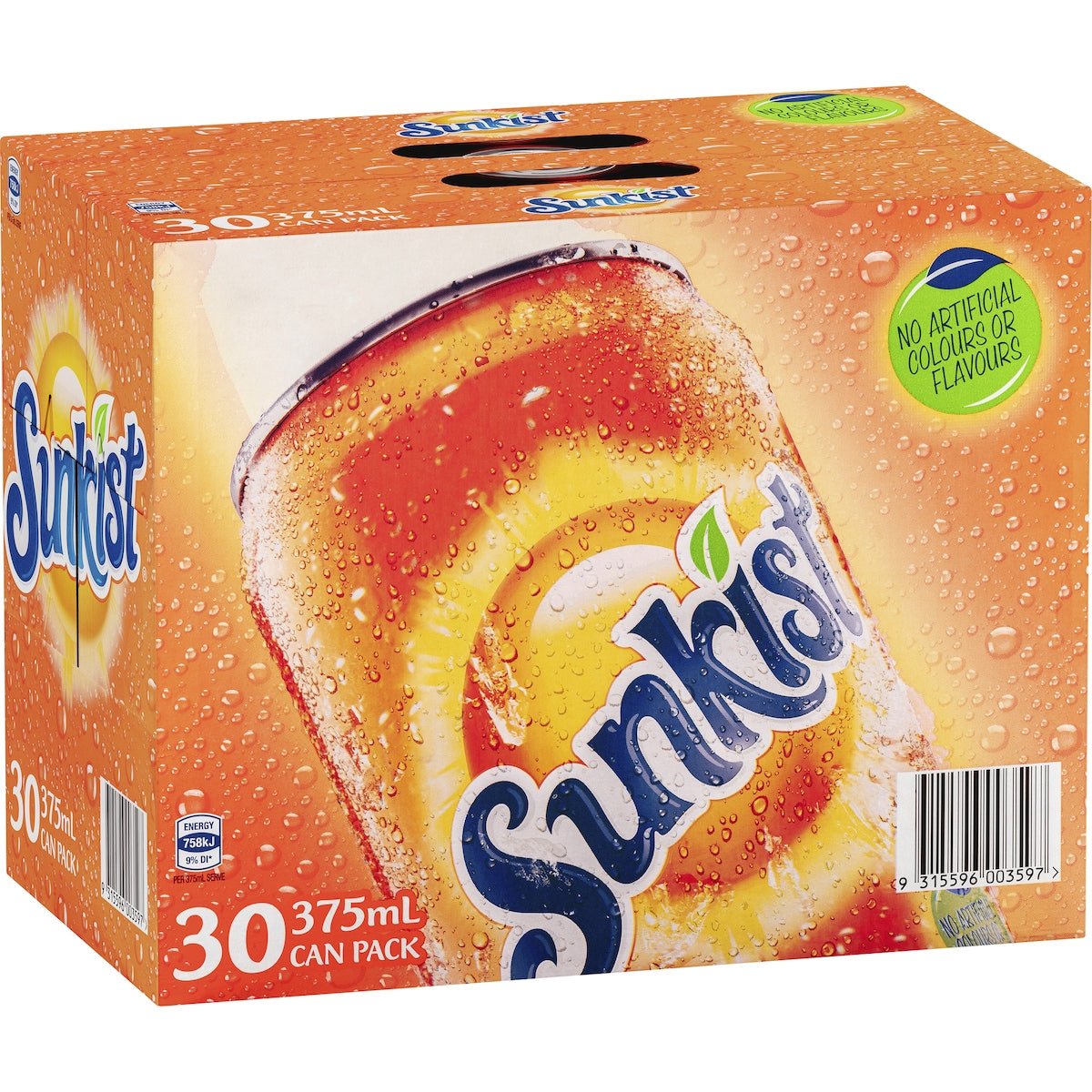 Sunkist Orange Soft Drink Cans Multipack 375mL x 30 pack