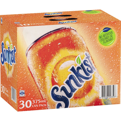 Sunkist Orange Soft Drink Cans Multipack 375mL x 30 pack