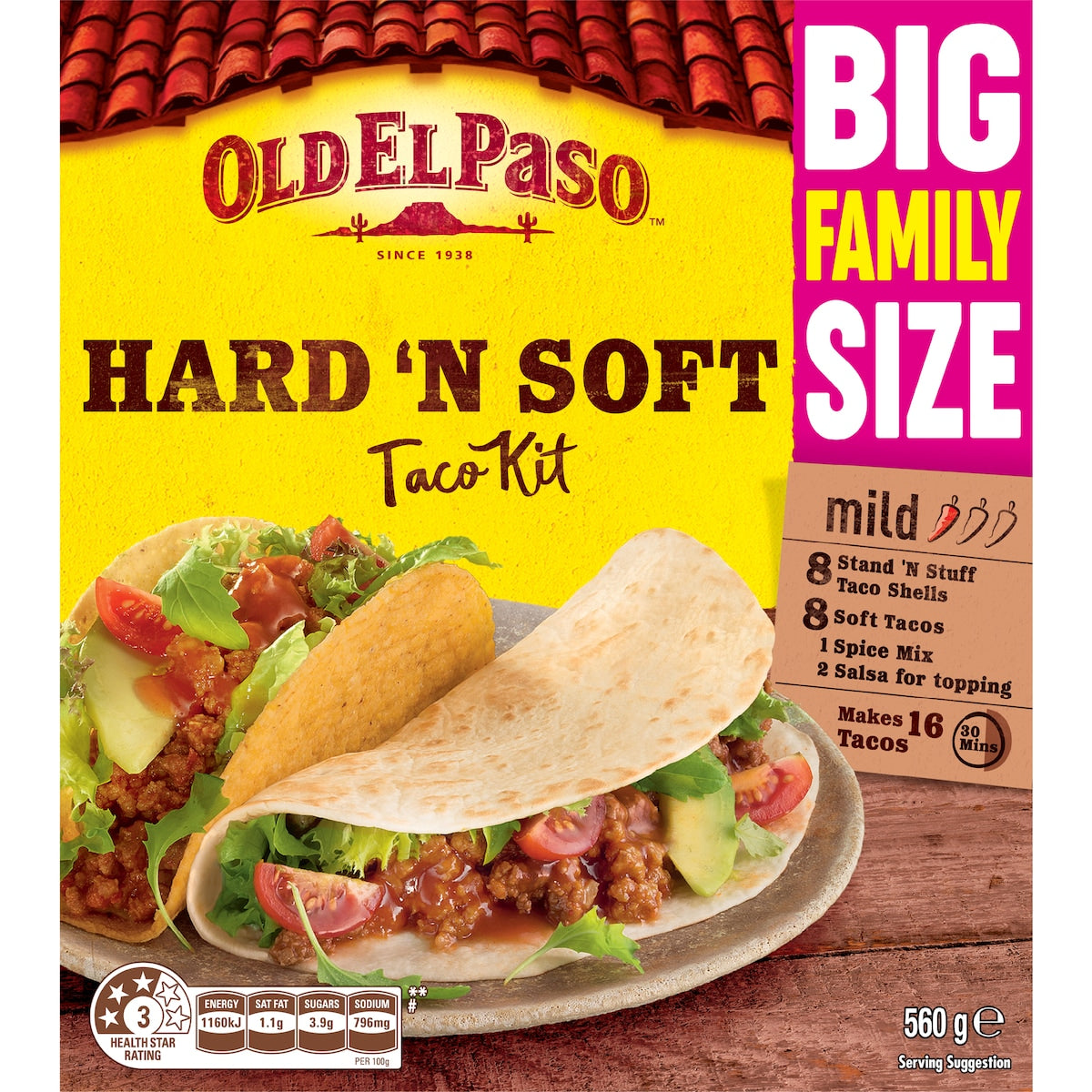 Old El Paso Bulk Hard & Soft Taco Kit Mexican Style 560g