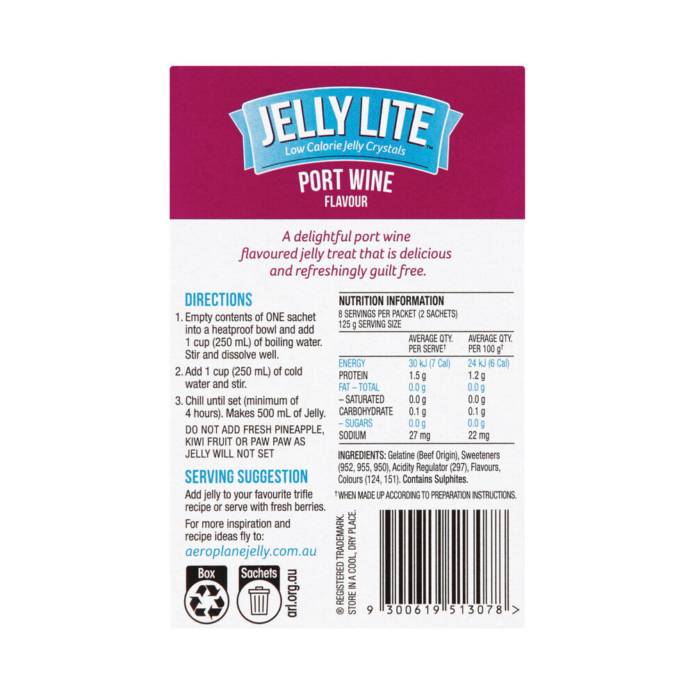 Aeroplane Lite Port Wine Jelly Crystals 2 pack - 18g